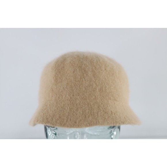 Vintage 90s Streetwear Blank Angora Blend Knit Bucket Hat Cap Beige Womens OS main image 4